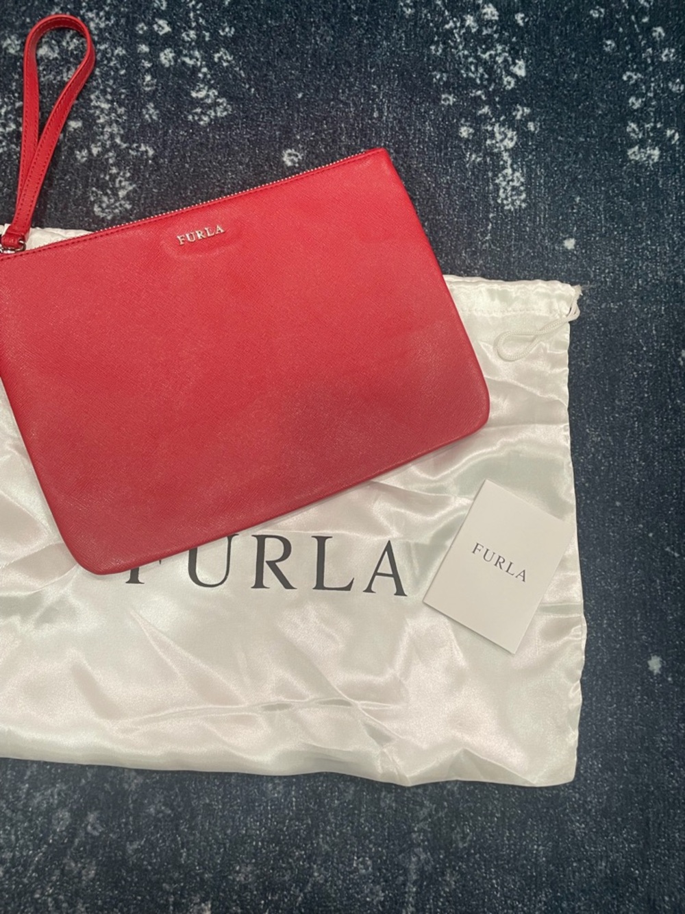 Furla Red Leather Wristlet Pouch